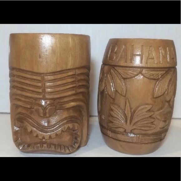 Other - Vintage Wood Tiki Cups Mugs Bahamas